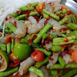 ตำถั่วกุ้งสดปูปลาร้า