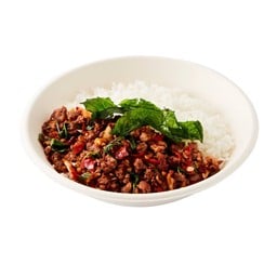 ข้าวกะเพราเนื้อโคขุนสับ