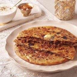 Mutton Keema Paratha With Curd