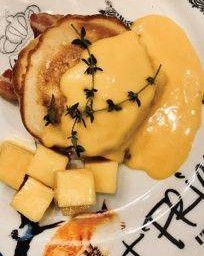 Ricotta (Lemon) Pancake with Fresh Mango