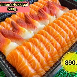 Salmon + Hokkigai sashimi