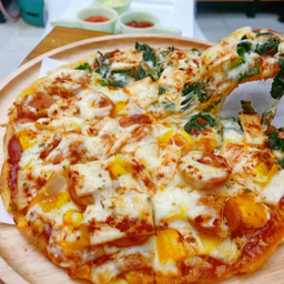 โรตีพิซซ่า (แฮม+ผักโขม)