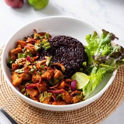 Spicy & Sour Fried Mushroom Salad Rice Bowl