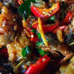 ผัดฉ่าปลาดุกทอด