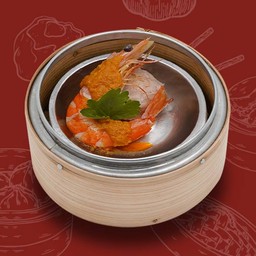 กุ้งนึ่งซอสผงกะหรี่