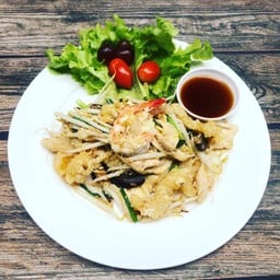 กระเพาะปลาผัดแห้งอกไก่กุ้งสดA26