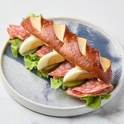 Laugenstange with Salami and Egg