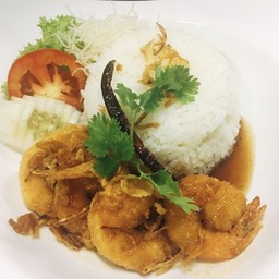 ข้าวกุ้งทอดซอสมะขาม