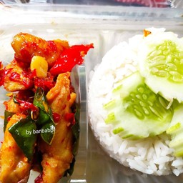 ข้าวสวย+ไก่ทอดพริกเกลือ