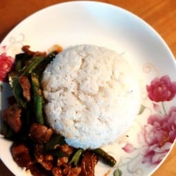 ผัดพริกแกงเนื้อราดข้าว