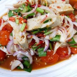 ยำหมูยอไข่แดง ปลาร้า