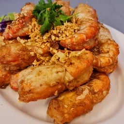 กุ้งแม่น้ำทอดกระเทียม
