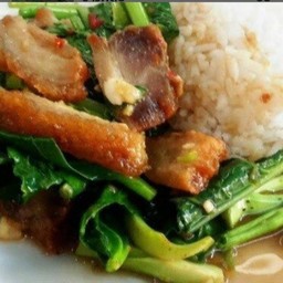 ข้าวผัดคะน้าหมูกรอบ