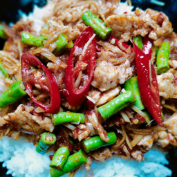 ผัดพริกขิงไก่ราดข้าว