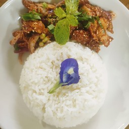ข้าวยำแซ่บไก่ทอด