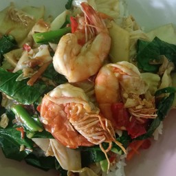 ข้าว   ผัดผักรวมกุ้ง