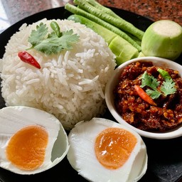 ข้าว..น้ำพริกตาแดง..ไข่เค็ม (กดเลือกน้ำพริก)