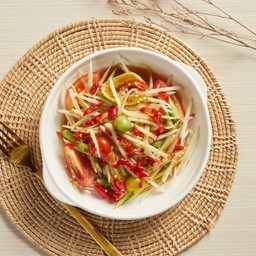 E09ส้มตำปลาร้า เจPapaya Salad with pickle bean