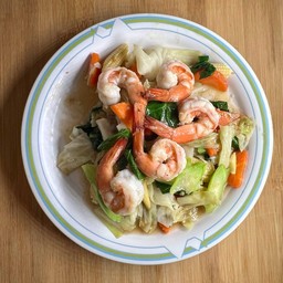 กุ้งผัดผักรวม