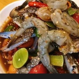ตำเหลาปูม้า กุ้งสด