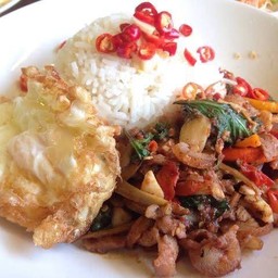 ข้าวผัดเผ็ดหมูป่าไข่ดาว