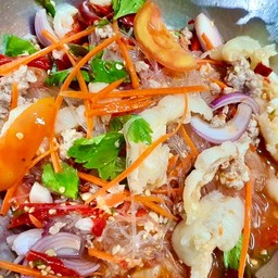 ยำเล็บมือนาง+วุ้นเส้น+หมูสับ