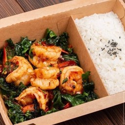 ผัดกะเพรากุ้งลายเสือ