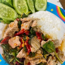 ข้าวกะเพาหมูชิ้น/กะเพาไก่