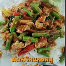 ผัดพริกแกงหมู ราดข้าว