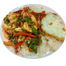 ข้าวกะเพรากุ้ง