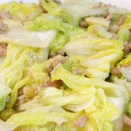 ผักกาดขาวหมูสับ ราดข้าว