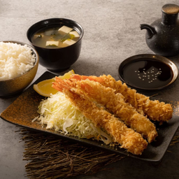 ชุด D เอบิ คัตสึ ข้าวกุ้งทอด พร้อมสลัดกะหล่ำปลี + ซุปมิโสะ ( ปกติ 259.-)