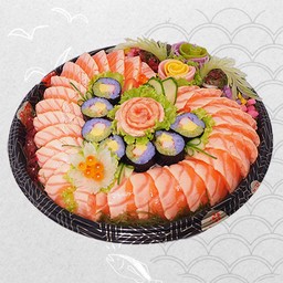 แซลมอนซาซิมิเล่นไฟ Salmon sashimi burn