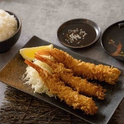 เอบิคัตสึ ข้าวกุ้งทอดญี่ปุ่น Ebi Katsu with Rice and cabbage salad