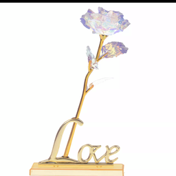 ดอกกุหลาบ สีรุ้ง 1 ดอก บนฐาน Love 1 set