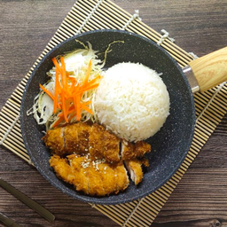 ข้าวไก่กรอบซอสกระเทียม