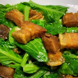 ข้าวราดผัดแขนงหมูสามชั้น