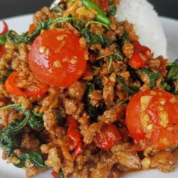 Basil Fried Rice, Minced Pork, Salted Egg Yolk