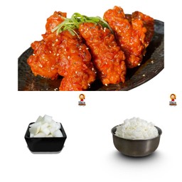 ชุดไก่ทอดเกาหลี 3 ชิ้น,หัวชายเท้าดอง,ข้าวญี่ปุ่น