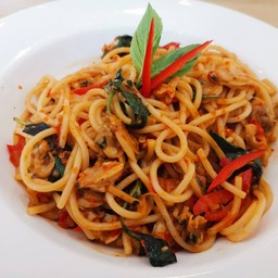 สปาเก็ตตี้ผัดหอยลาย(พริกเผาสูตร1)