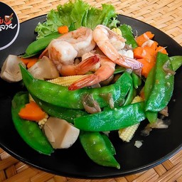 ผัดถั่วลันเตากุ้ง