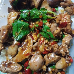 กะเพราเครื่องในไก่