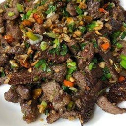 เนื้อวัว คั่วพริกเกลือ เป็นกับข้าว ฟรีข้าว 1ถุง