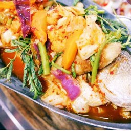 แป๊ะซะแกงส้มปลากระพงทอด