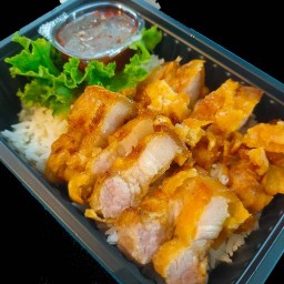 ข้าวหมูทอด ข้าวหมูย่าง ข้าวเทอริยากิ ทอดมันกุ้ง ยำไก่แซ่บ ไก่ทอด สวนผัก-ทุ่งมังกร