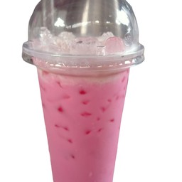 นมชมพูเย็นแบบแก้ว