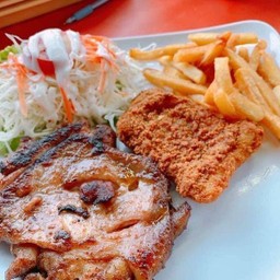 สเต๊กไก่กรอบ+ไก่สไปซี่