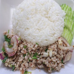 ลาบหมูราดข้าว