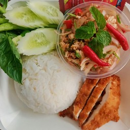 ชุดข้าวลาบไก่+ไก่ทอด