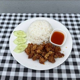 ข้าวหมูทอดกระเทียม